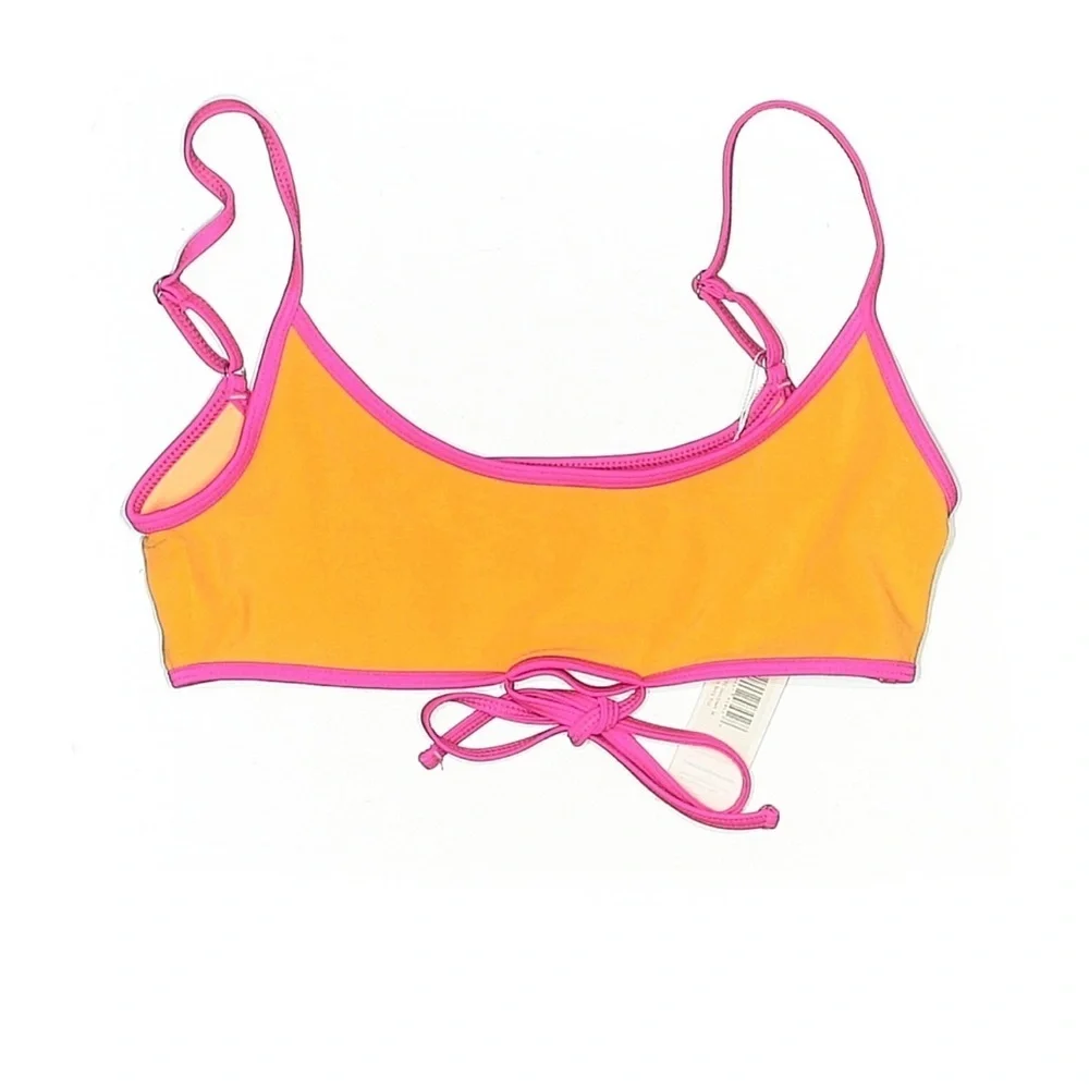 Frankies Bikinis Waco Terry Bikini Top Sundown Orange Pink Bralette M NWT